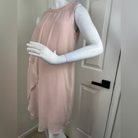 SD Collection Dress Dusty Pink with Faux Pearl Detail Neckline Sleeveless.  #62 - Picture 3 of 10